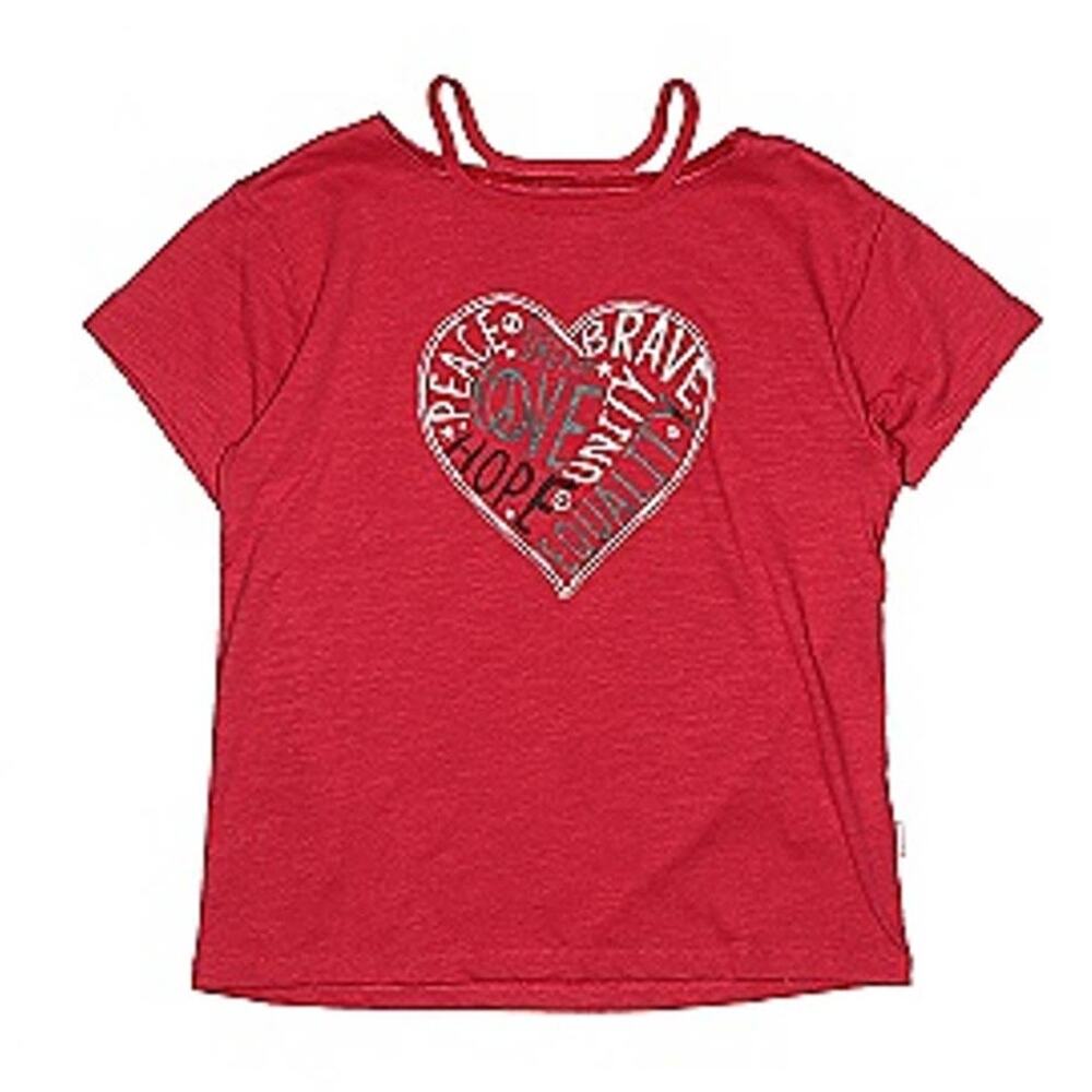 BCBGirls Red Short Sleeve T-Shirt Size 6X (Youth) Encouragement LOve Hope Heart